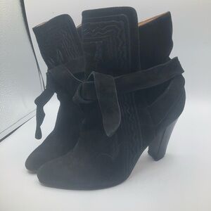 Ulla Johnson Women’s black Aggie‎ embroidered suede boots Size 7
